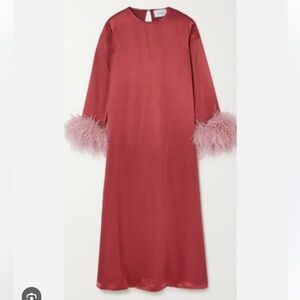 SLEEPER Pink Feather-Trimmed Dress